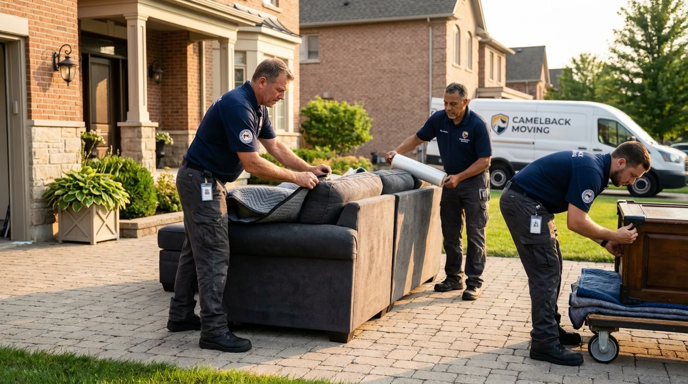Large estate moving crew wrapping furniture in Camas, WA